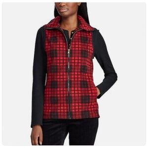 CHAPS Women’s Buffalo Plaid Polar Fleece Vest | Large